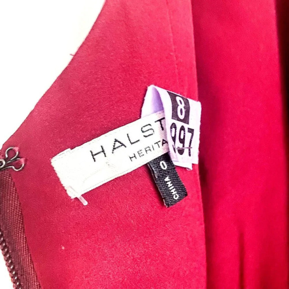Halston Heritage Red Burgundy Sleeveless Mermaid Fit Flare Prom Red  Carpet Gown - Picture 9 of 9